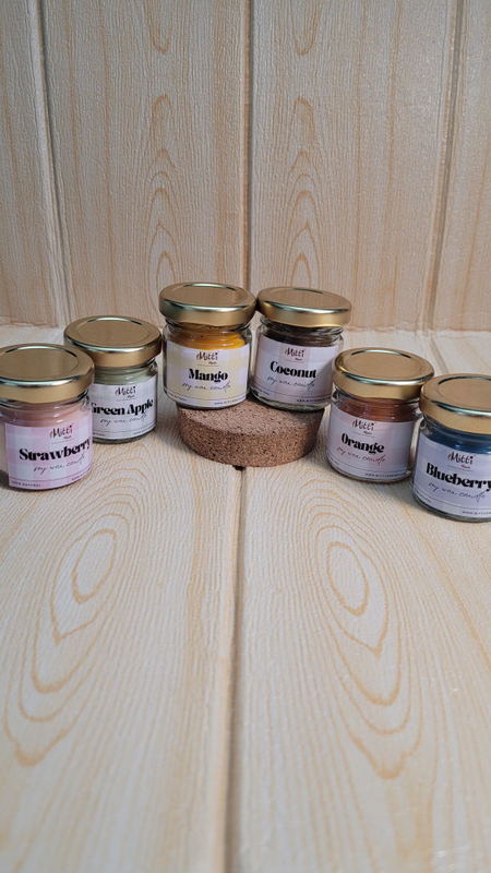 Mini Jar Candle Set Of 6. Fruit Fragrance