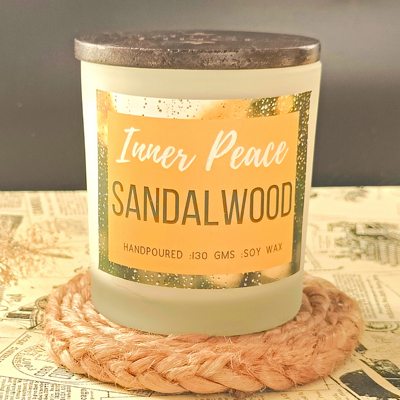 Sandalwood Scented Soy Wax Candle - 35hrs +